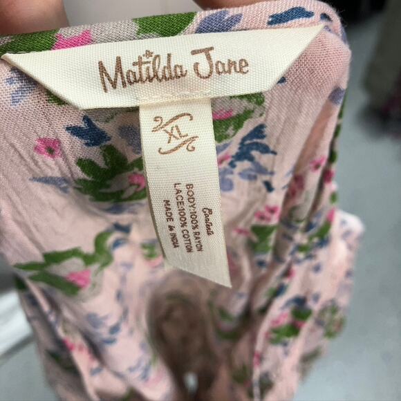 Matilda Jane Like a Lady Floral Tunic Blouse Womens XL Pink Boho Preppy Feminine - Picture 12 of 16